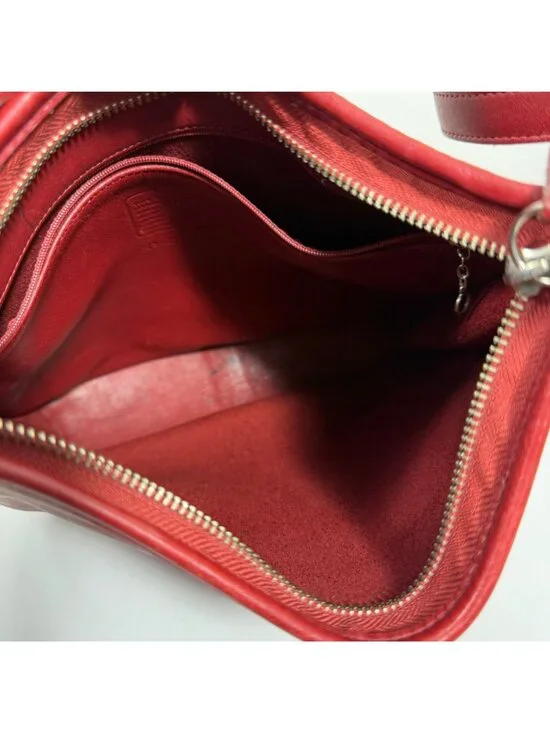 Vintage COACH Andrea 9073 USA Slim Shoulder Bag Red Leather Silver Buckle NO TAG - Picture 14 of 16